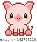 Pixel art pig character isolated on white background. 142795210