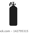 black Oxygen cylinder  Tank icon  Vector , Compressed Gas Container Graphics, Industrial Equipment element 142795315