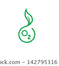 Eco Nature Oxygen O2 illustration  icon vector  logo with leaves element design 142795316