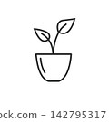 plant in pot line  icon of reforestation vector element design template 142795317
