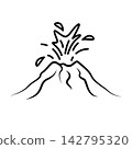 Volcano eruption line icon vector illustration element design 142795320