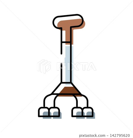 Quad cane aiding mobility and stability illustration Quad cane aiding mobility and stability illustration 142795620
