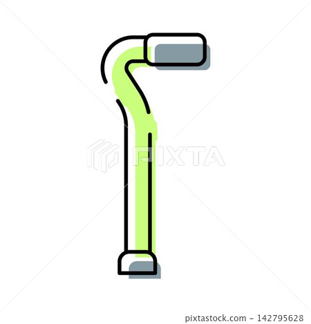 Walking stick assisting with mobility color icon vector Walking stick assisting with mobility color icon vector 142795628