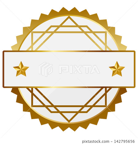 Luxurious emblem frame in white and gold 142795656
