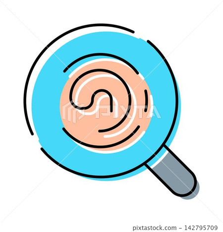 Magnifying glass identifying criminal fingerprint for forensic investigation Magnifying glass identifying criminal fingerprint for forensic investigation 142795709