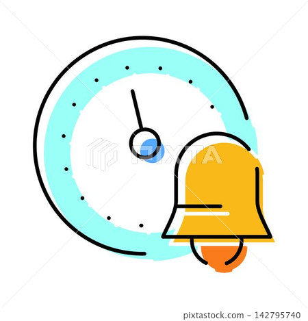 Clock and bell symbol representing time management reminder Clock and bell symbol representing time management reminder 142795740