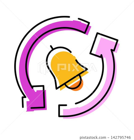 Recurring notification bell icon with refresh arrows Recurring notification bell icon with refresh arrows 142795746