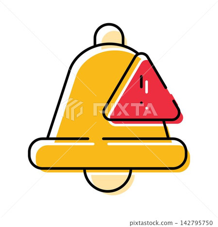 Alert bell icon displaying important notification warning Alert bell icon displaying important notification warning 142795750