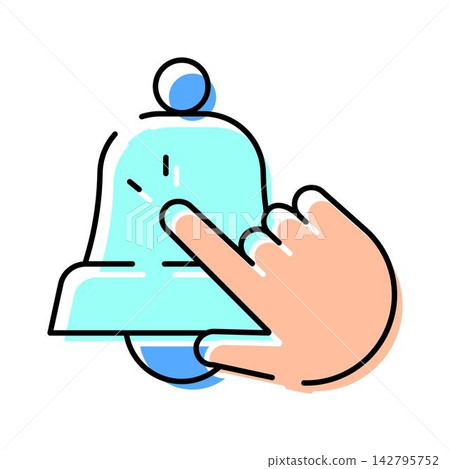 Hand clicking bell icon for notification alert 142795752