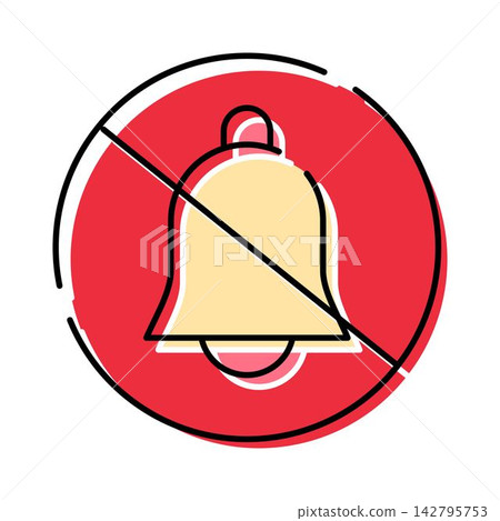 Notification bell mute mode on red circle Notification bell mute mode on red circle 142795753
