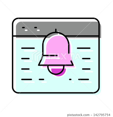Notification bell icon on a software window Notification bell icon on a software window 142795754