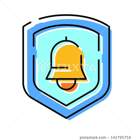 Security shield with ringing bell notification icon Security shield with ringing bell notification icon 142795758
