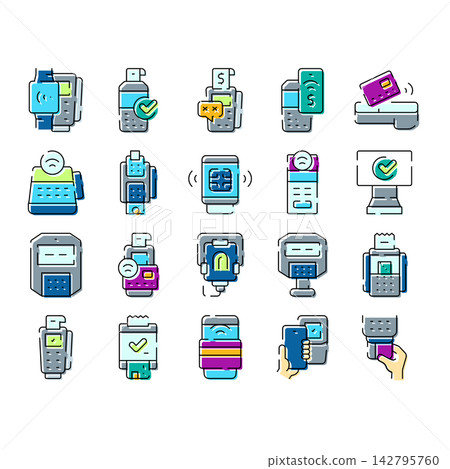 Collection of payment terminal and transaction icons 142795760