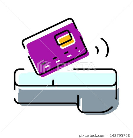 Credit card making contactless payment using terminal Credit card making contactless payment using terminal 142795768