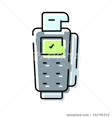 Payment terminal processing successful electronic transaction icon 142795818