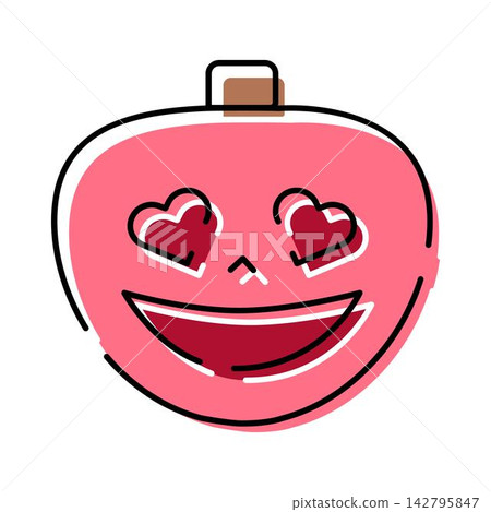 Pink pumpkin jack o lantern with heart eyes Pink pumpkin jack o lantern with heart eyes 142795847