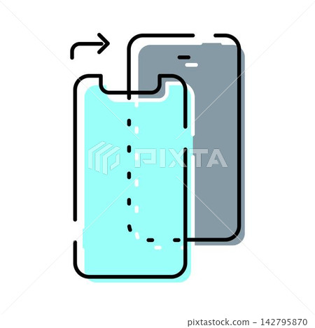 Smartphone screen protector installation process icon Smartphone screen protector installation process icon 142795870