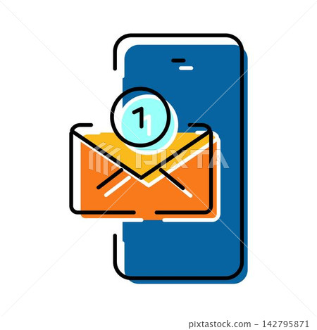 Receiving new digital message notification on mobile phone Receiving new digital message notification on mobile phone 142795871
