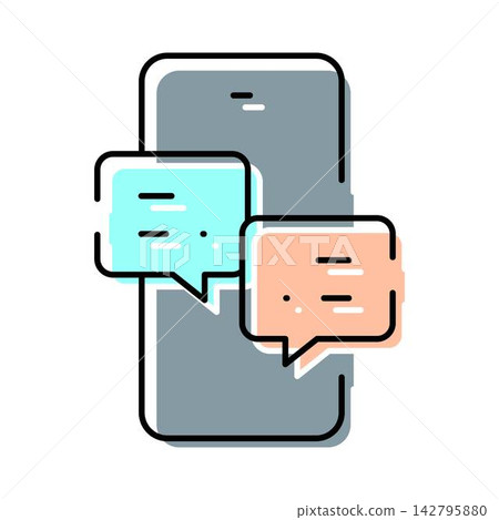 Smartphone with messaging app speech bubbles vector Smartphone with messaging app speech bubbles vector 142795880