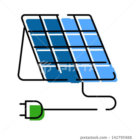 Solar panel converting sunlight into green electricity 142795988
