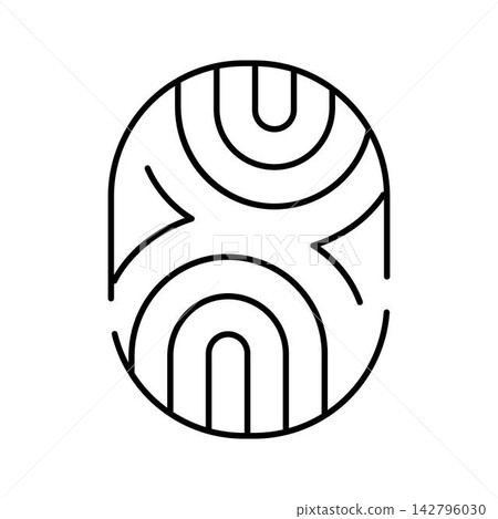 Abstract geometric oval design with black lines 142796030