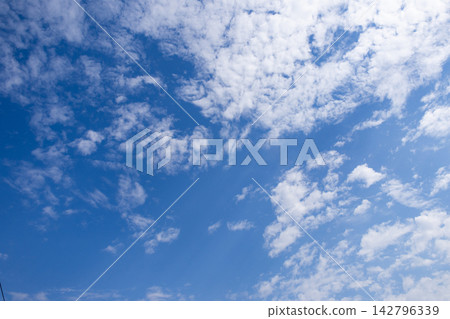 Bright blue sky with fluffy white clouds. Bright blue sky with fluffy white clouds. 142796339