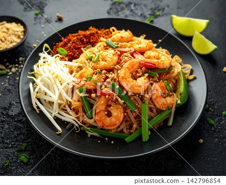 Prawn or Shrimp Pad Thai served with lime Prawn or Shrimp Pad Thai served with lime 142796854