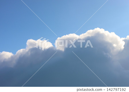 Soft white clouds contrast with the clear blue sky. Soft white clouds contrast with the clear blue sky. 142797192