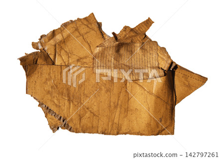 Wet brown kraft paper sheets ruined by water. 142797261