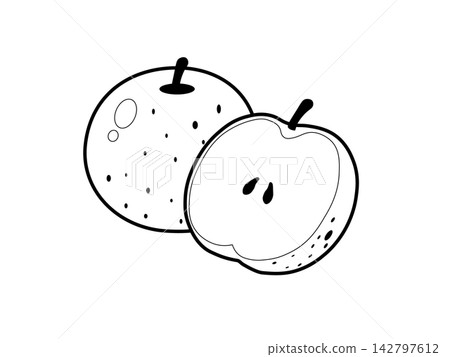 可愛的梨子插圖（黑白） 142797612