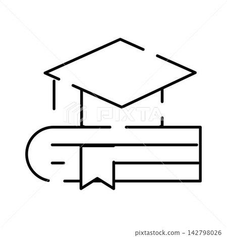 Graduation cap and book receiving education degree Graduation cap and book receiving education degree 142798026