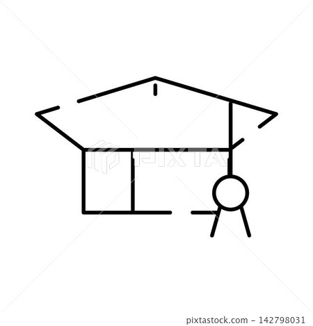 Graduation cap line art celebrating academic achievement 142798031