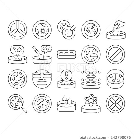 Microbiology lab research icons collection scientific experiment work Microbiology lab research icons collection scientific experiment work 142798076
