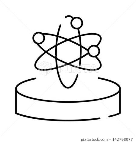 Atom model showing electrons orbiting nucleus Atom model showing electrons orbiting nucleus 142798077