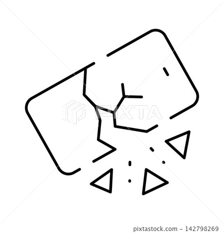 Smartphone with broken screen needing repair icon Smartphone with broken screen needing repair icon 142798269