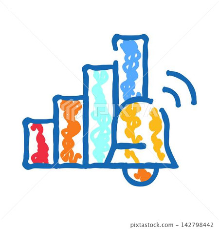 Bar chart bell alert notification success increase icon Bar chart bell alert notification success increase icon 142798442