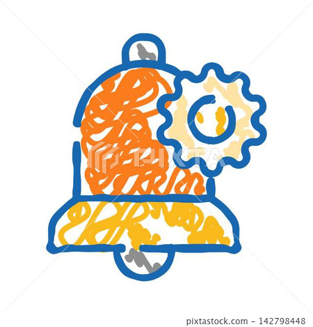 Bell icon with gear depicting notification settings Bell icon with gear depicting notification settings 142798448