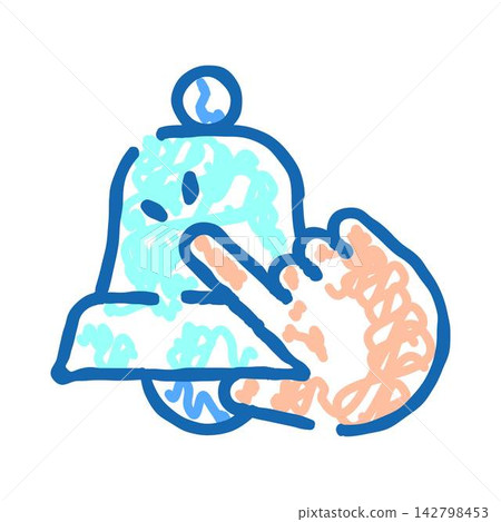 Hand activating bell for notification alert reminder Hand activating bell for notification alert reminder 142798453