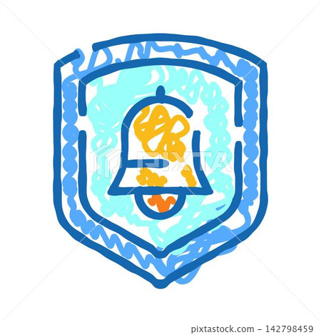 Blue shield with a ringing alert bell concept 142798459