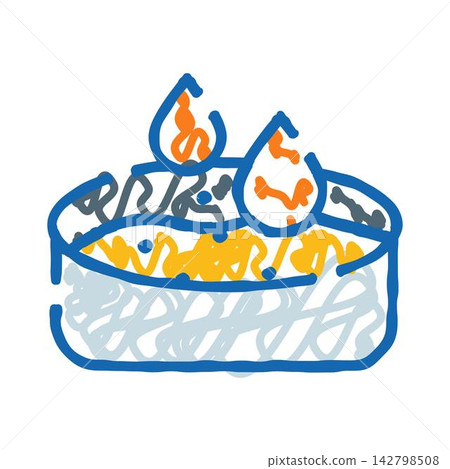 Hand drawn cake with burning candles celebrating event Hand drawn cake with burning candles celebrating event 142798508