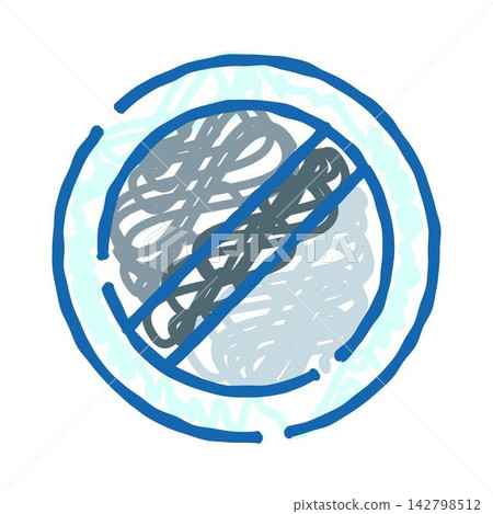 Hand drawn prohibition sign stopping tangling lines Hand drawn prohibition sign stopping tangling lines 142798512