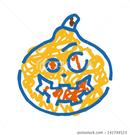 Halloween jack o lantern doodle drawing with spooky face Halloween jack o lantern doodle drawing with spooky face 142798523