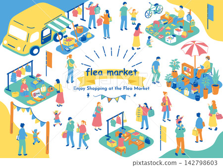 People enjoying the flea market People enjoying the flea market 142798603