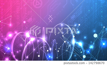 Abstract futuristic technology background with glowing neon spiral, data network and binary code. Vector Abstract futuristic technology background with glowing neon spiral, data network and binary code. Vector 142798670