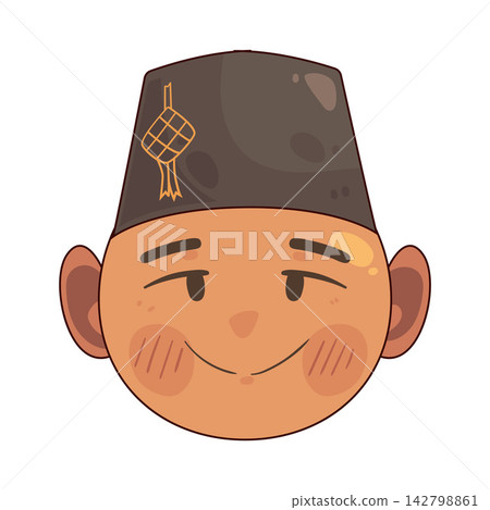 Illustration of Muslim Man Smile Illustration of Muslim Man Smile 142798861