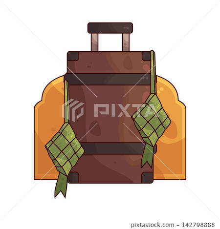 Illustration of Suitcase with Ketupat Illustration of Suitcase with Ketupat 142798888
