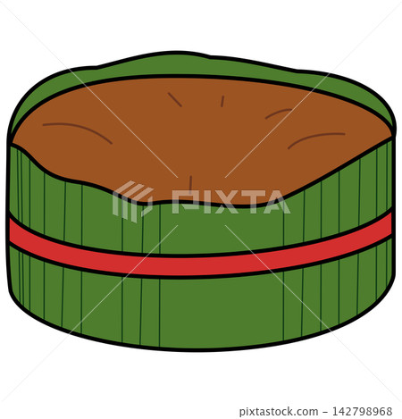 Flat style icon illustration of traditional Chinese nian gao rice cake wrapped in leaf isolated on transparent background. Graphic design element clip art for holiday assets. 142798968