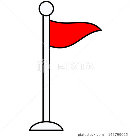 Flat style icon illustration of red flag on silver pole isolated on transparent background. Graphic design element clip art for goal target mark assets. Flat style icon illustration of red flag on silver pole isolated on transparent background. Graphic design element clip art for goal target mark assets. 142799025