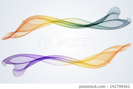 Set of two smooth, wavy lines with a gradient, isolated on a white background. Abstract, dynamic vector curves for use in banners, presentations, covers, business templates, posters, and website heade Set of two smooth, wavy lines with a gradient, isolated on a white background. Abstract, dynamic vector curves for use in banners, presentations, covers, business templates, posters, and website heade 142799361