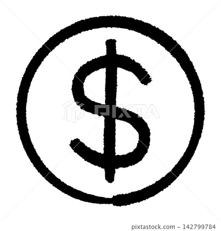 A hand-drawn icon of a dollar sign enclosed in a circle. A hand-drawn icon of a dollar sign enclosed in a circle. 142799784
